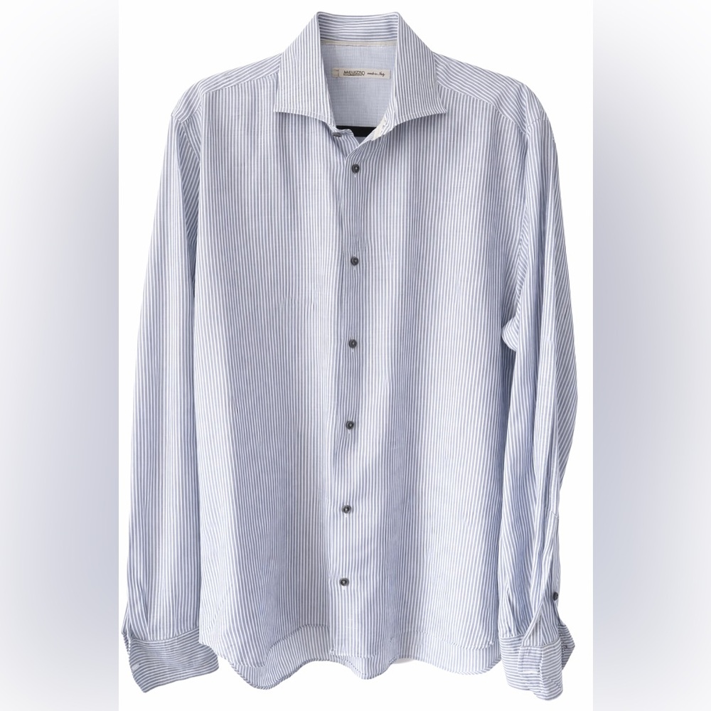 Maurizio Baldassari Made in Italy Striped Button Down Shirt Mens L Luxury Italia